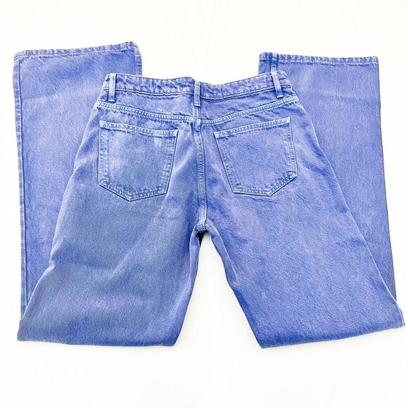 Zara High Rise Wide Leg Dyed Blue Denim Jeans Zip Fly NWOT SIze 6 - Picture 6 of 7